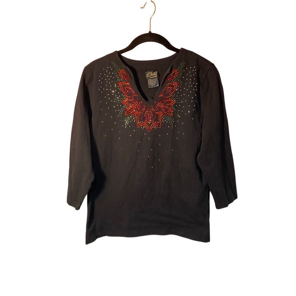 Cartel women’s vintage Christmas studied rhinestone top size medium
